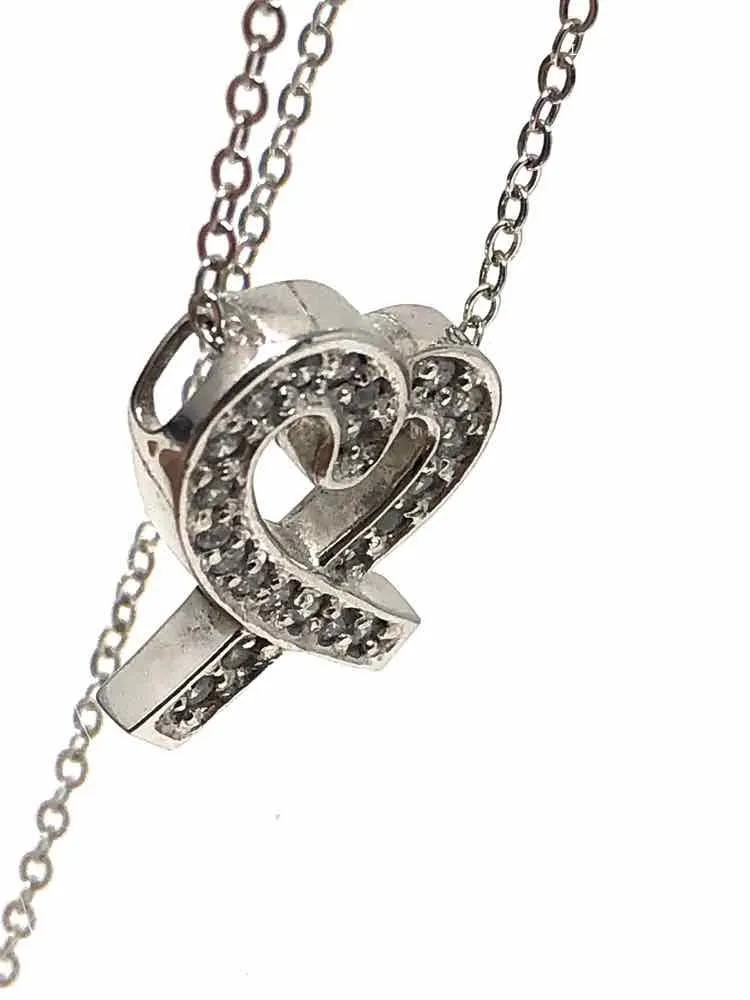 Erwin Pearl .925 Sterling Silver Heart Shape 8 in Crystal Necklace