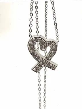 Erwin Pearl .925 Sterling Silver Heart Shape 8 in Crystal Necklace
