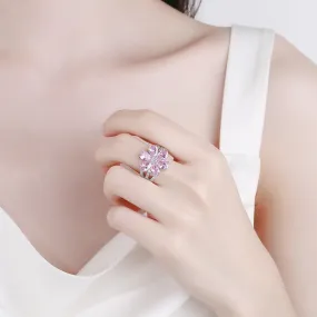 Fashion Exquisite Sweet Flowers Ring Niche Cherry Blossom Light Luxury Mori Style Index Finger Ring Diamond-embedded Simple Temperament Ring