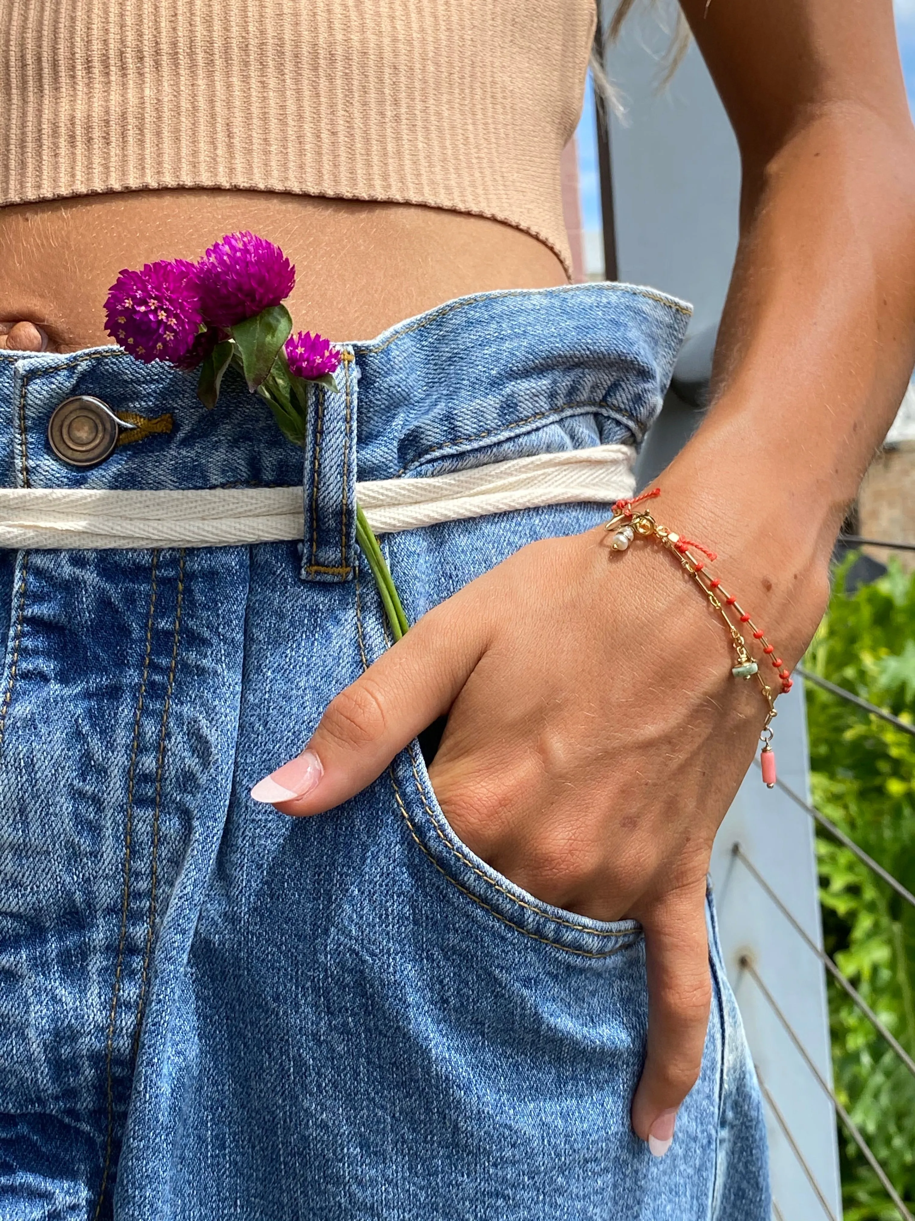 Fine Gold Link & Charm Bracelet