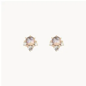Full Moon Glow Diamond Moonstone Earring (Gold)