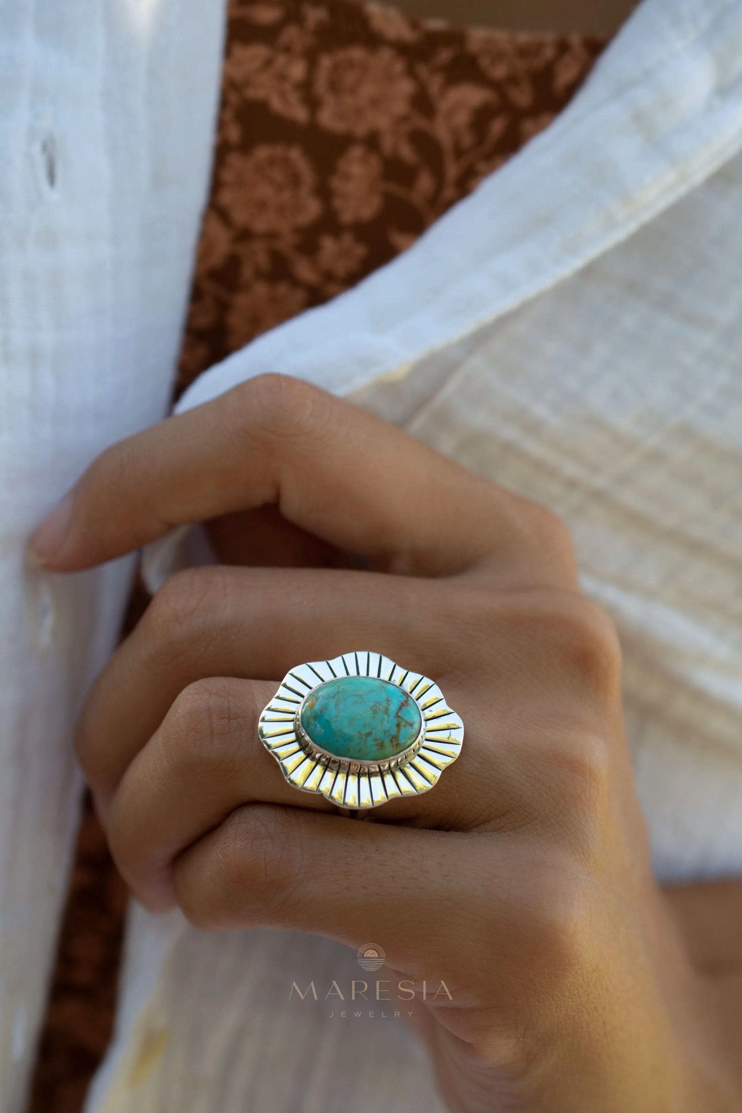 Gaby Ring ~ Turquoise ~ Sterling Silver 925 ~ MR281