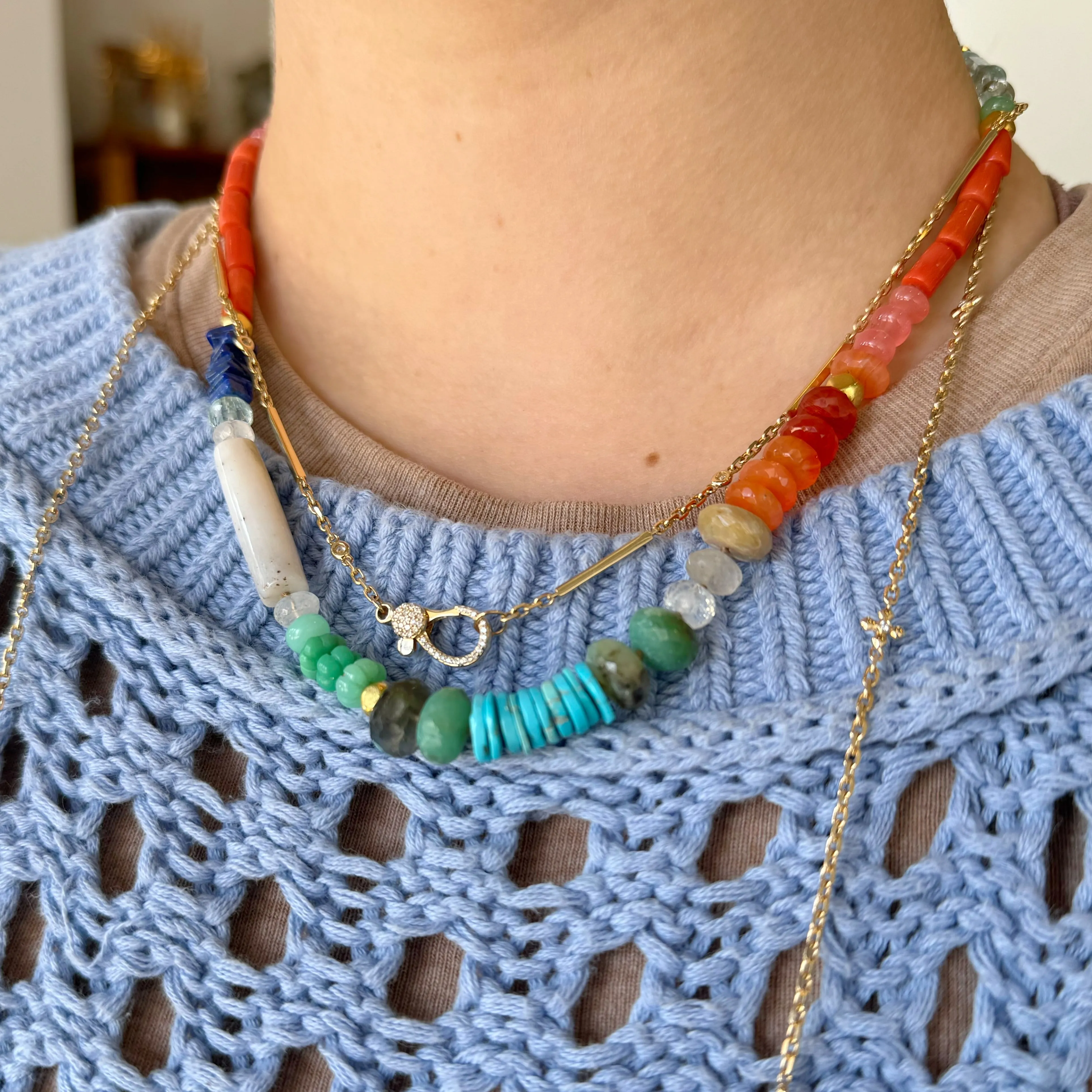 Gemstone & Gold Mix Necklace