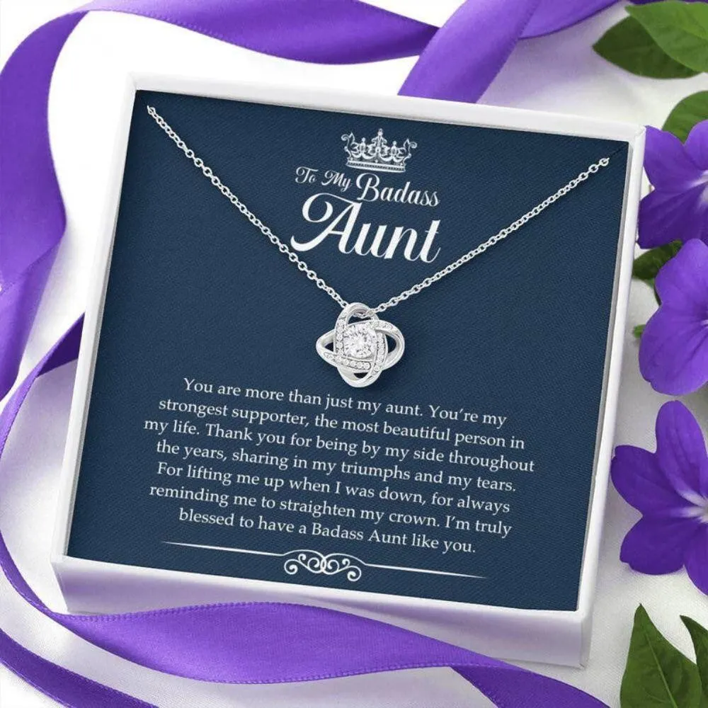 Gift For Badass Aunt, Aunt Love Knot Necklace, Aunt Birthday Gift