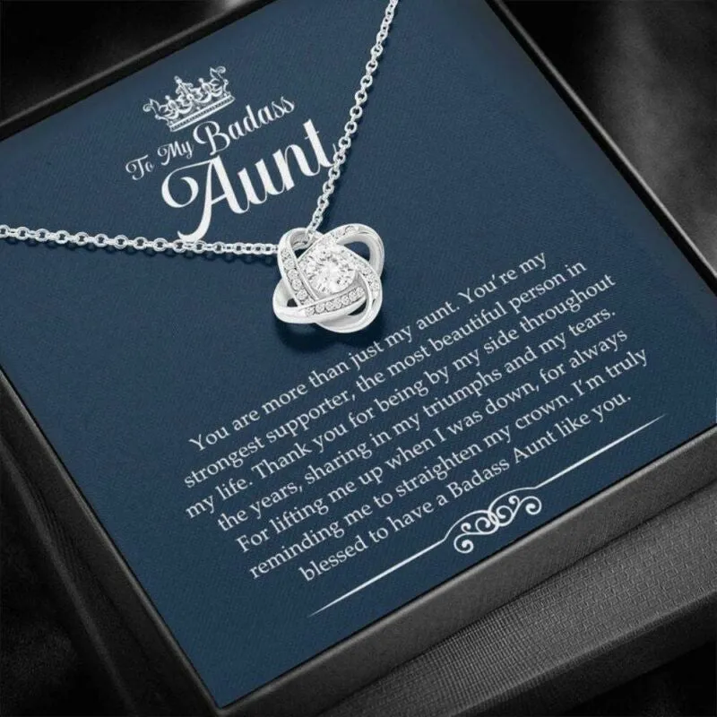 Gift For Badass Aunt, Aunt Love Knot Necklace, Aunt Birthday Gift