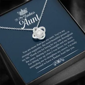 Gift For Badass Aunt, Aunt Love Knot Necklace, Aunt Birthday Gift