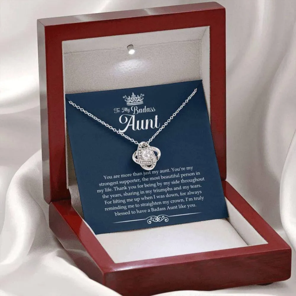 Gift For Badass Aunt, Aunt Love Knot Necklace, Aunt Birthday Gift