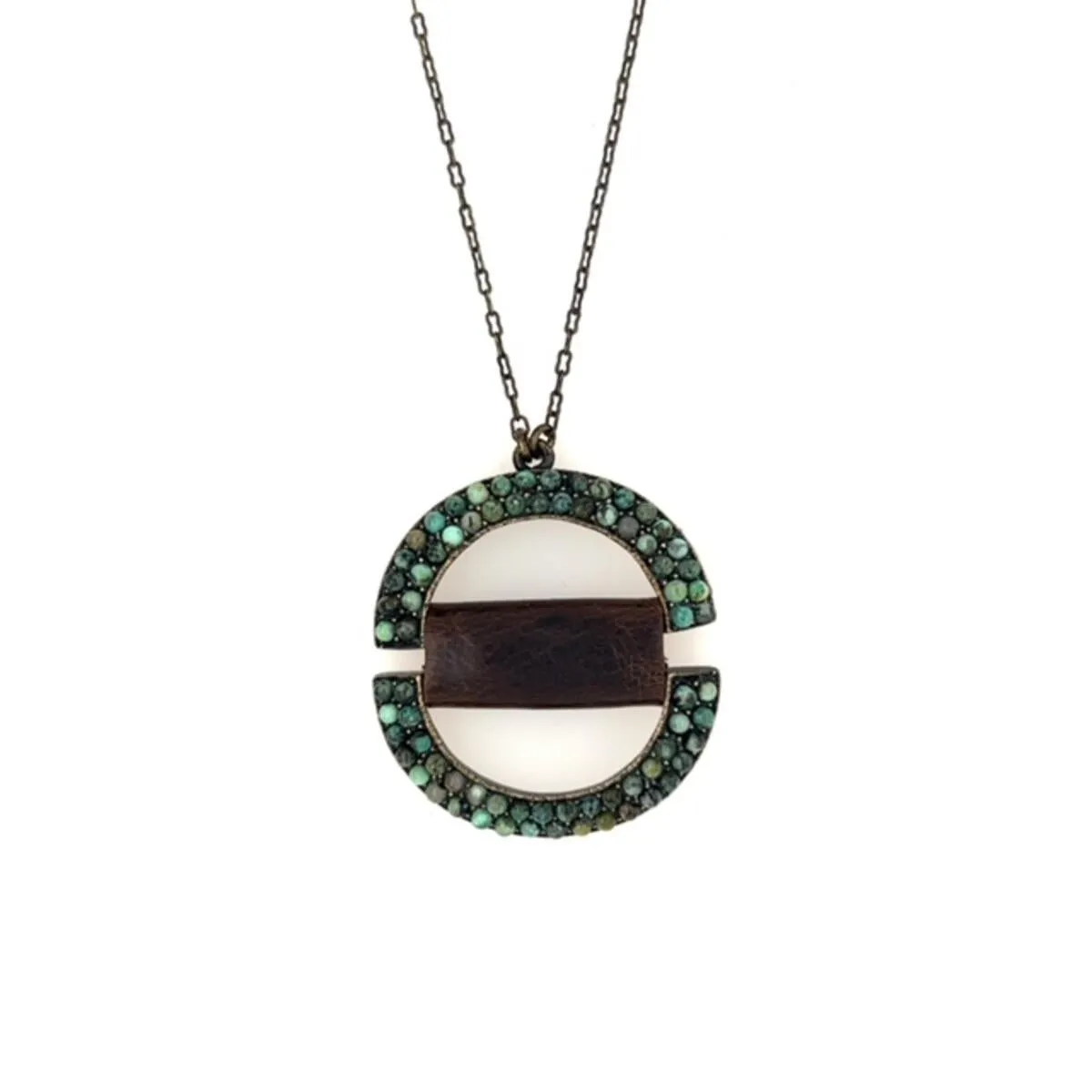 Gina Riley Two Half Circles with Leather Necklace 1819
