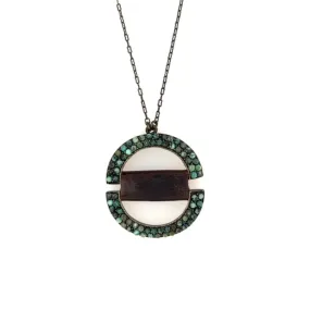 Gina Riley Two Half Circles with Leather Necklace 1819