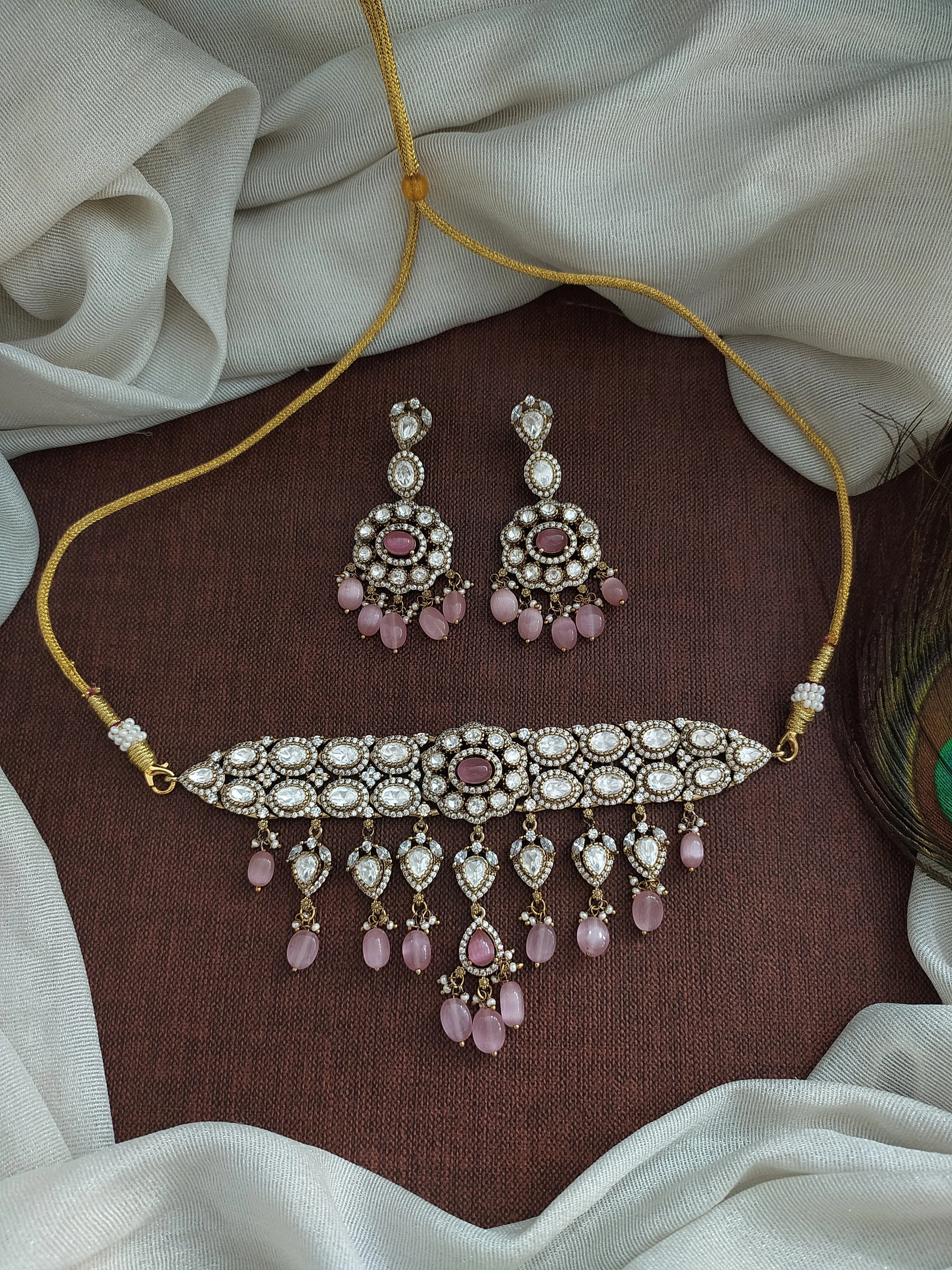 Glamourous Design Victorian Diamond & Beads Choker Sets
