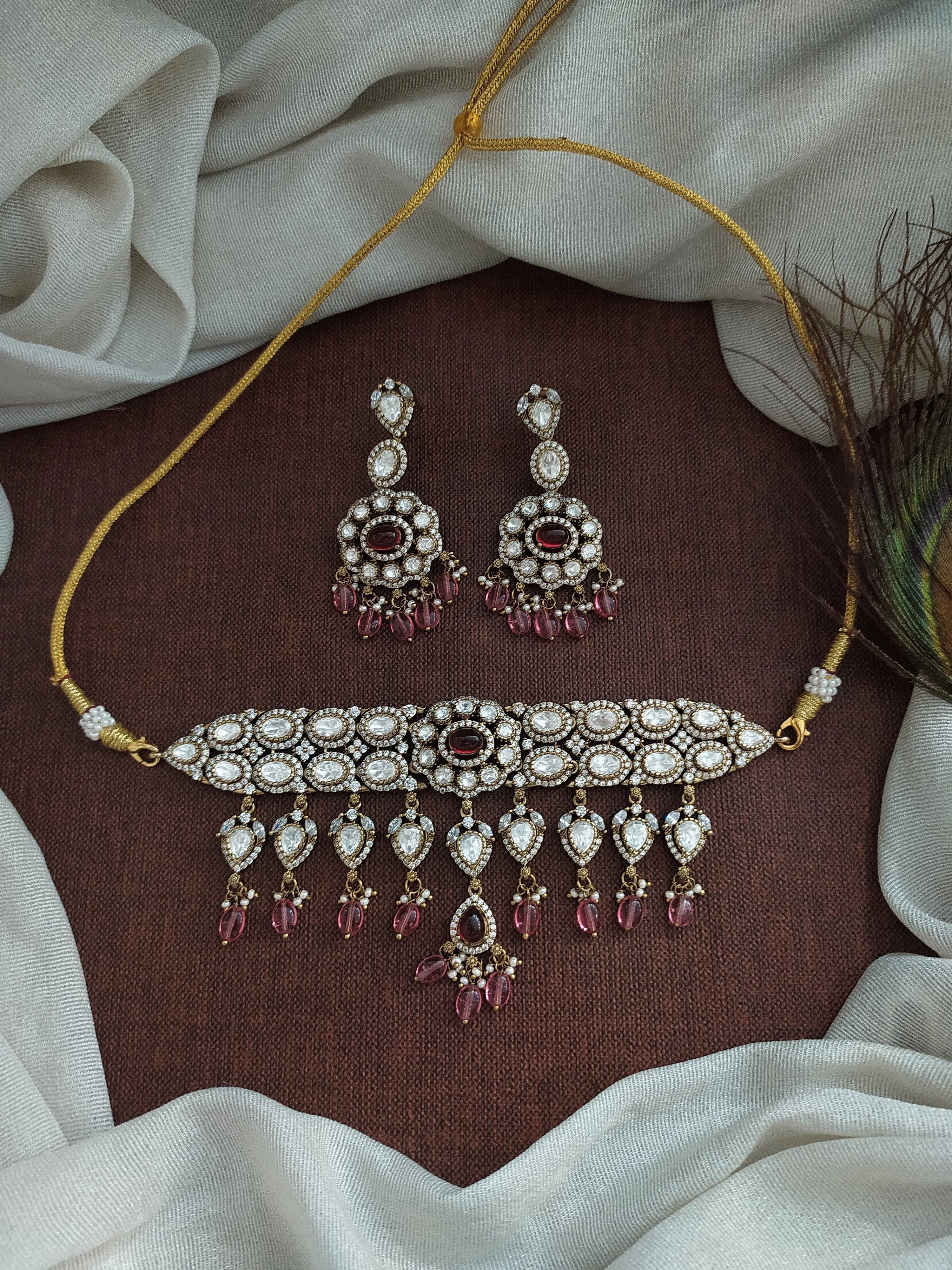 Glamourous Design Victorian Diamond & Beads Choker Sets