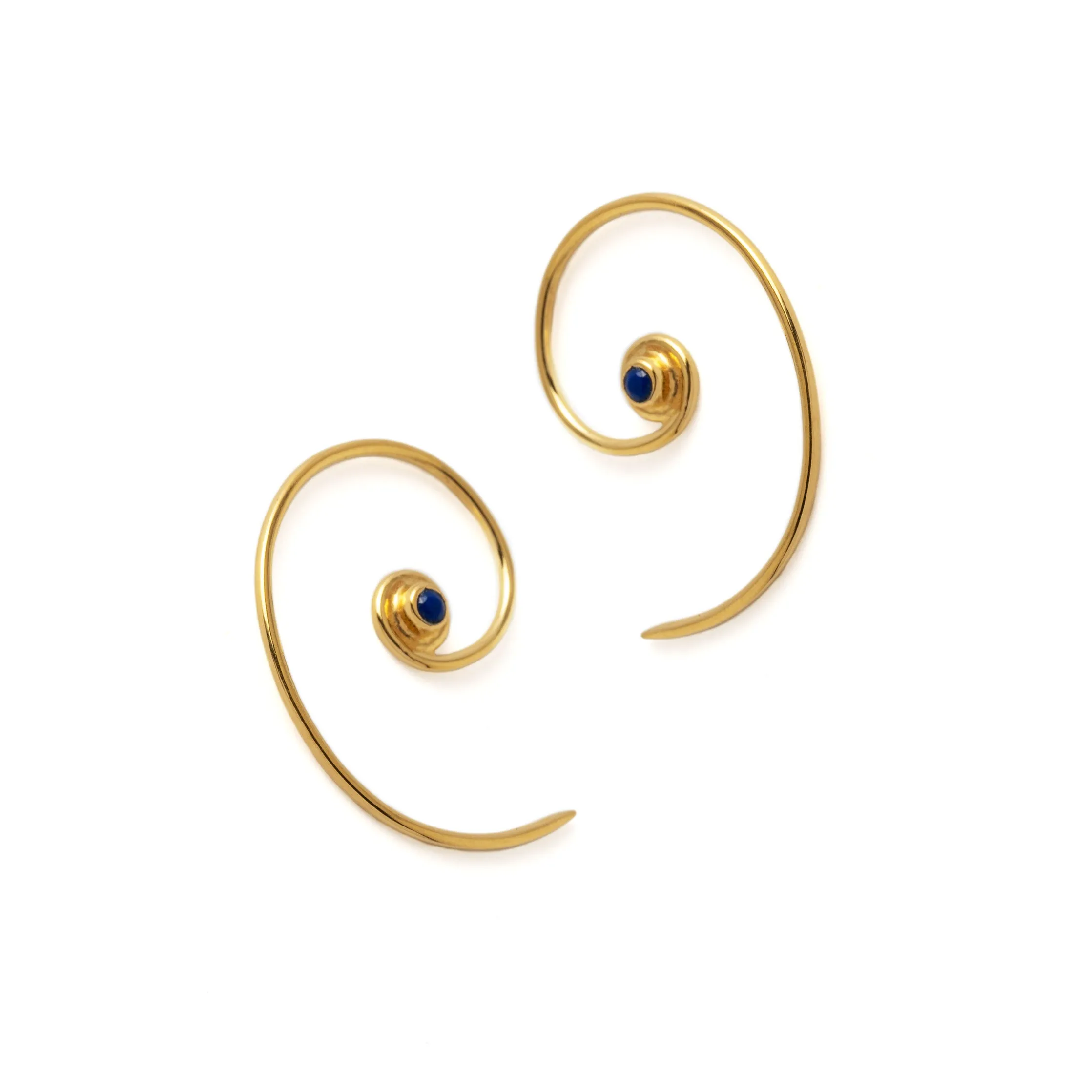 Gold & Lapis Koru Earrings