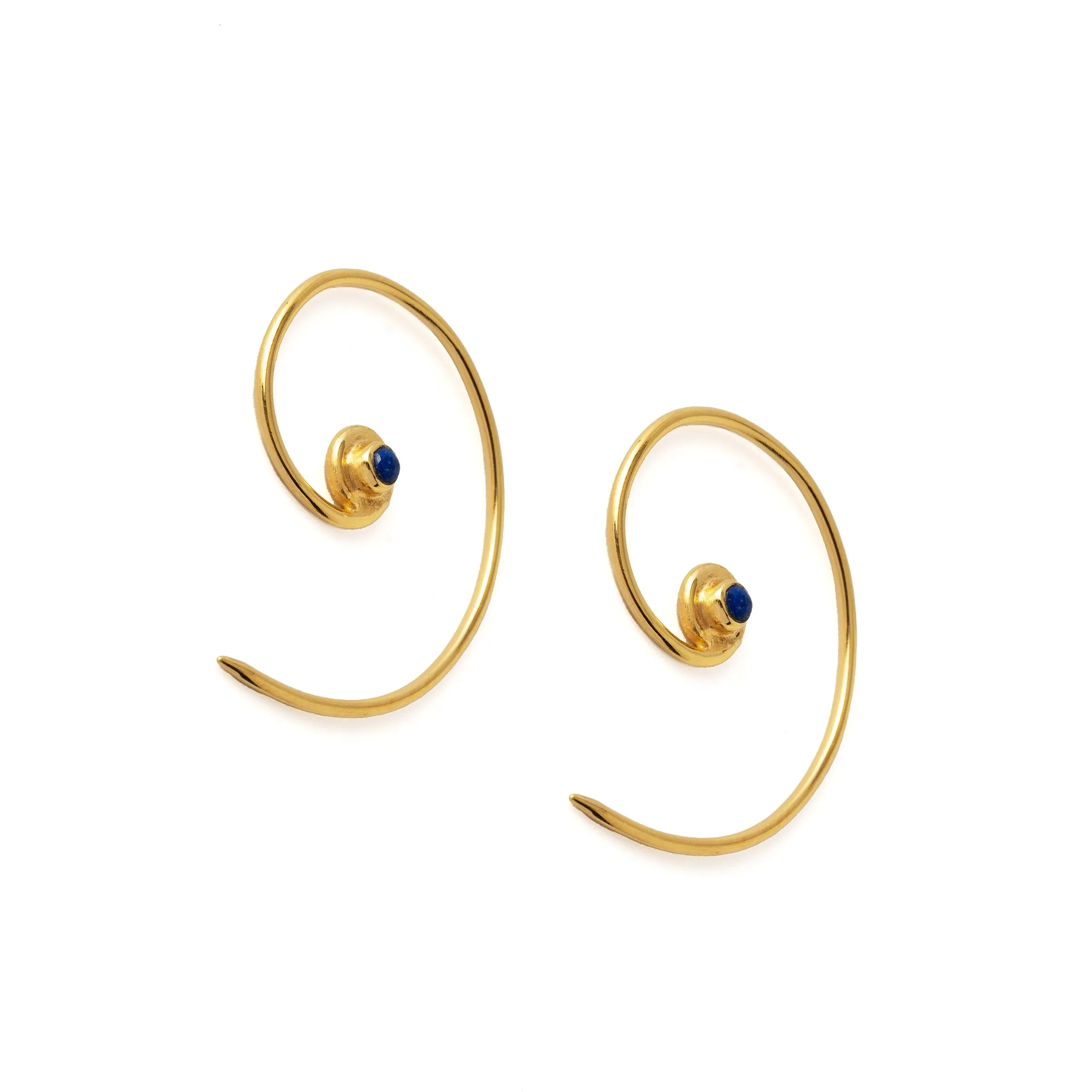 Gold & Lapis Koru Earrings