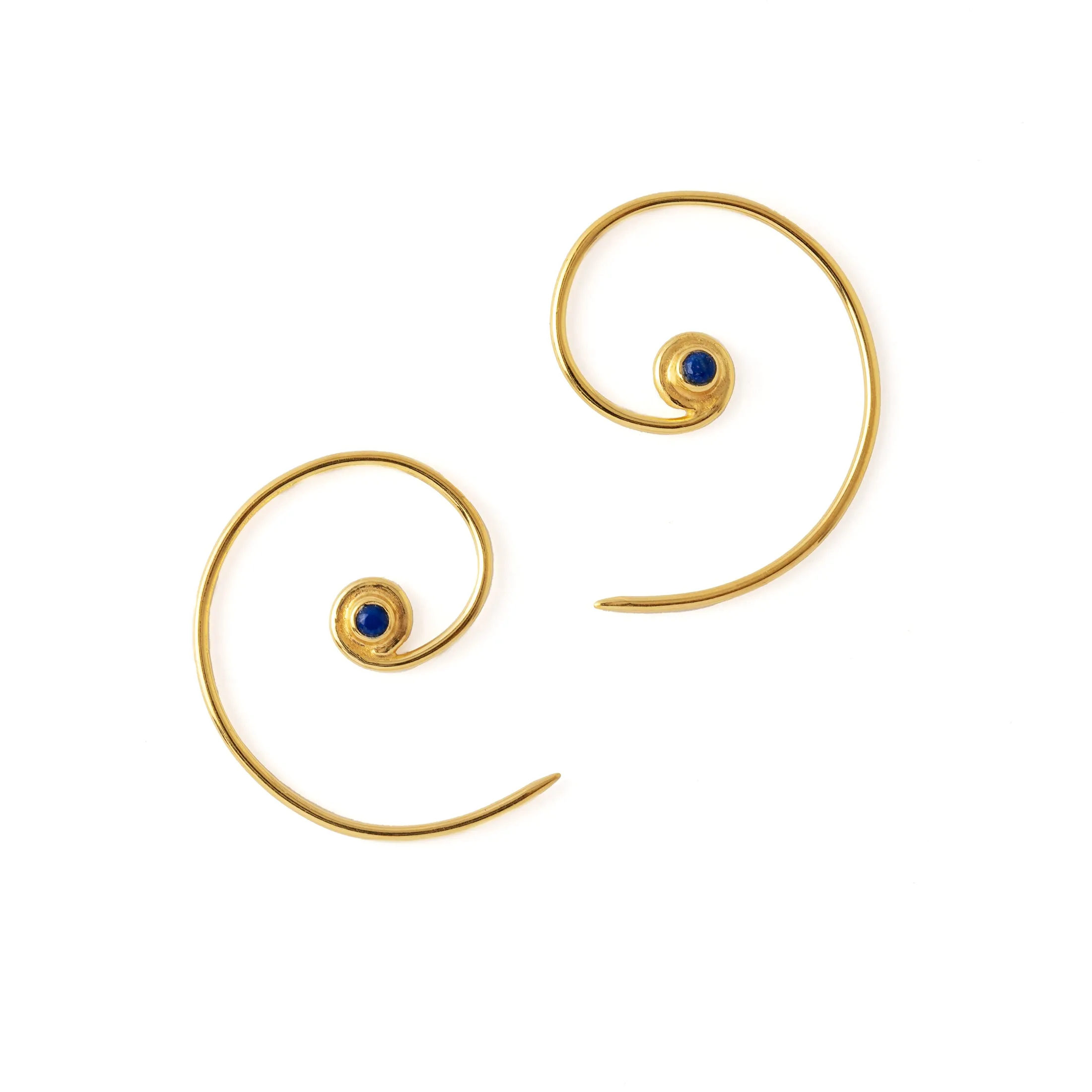 Gold & Lapis Koru Earrings