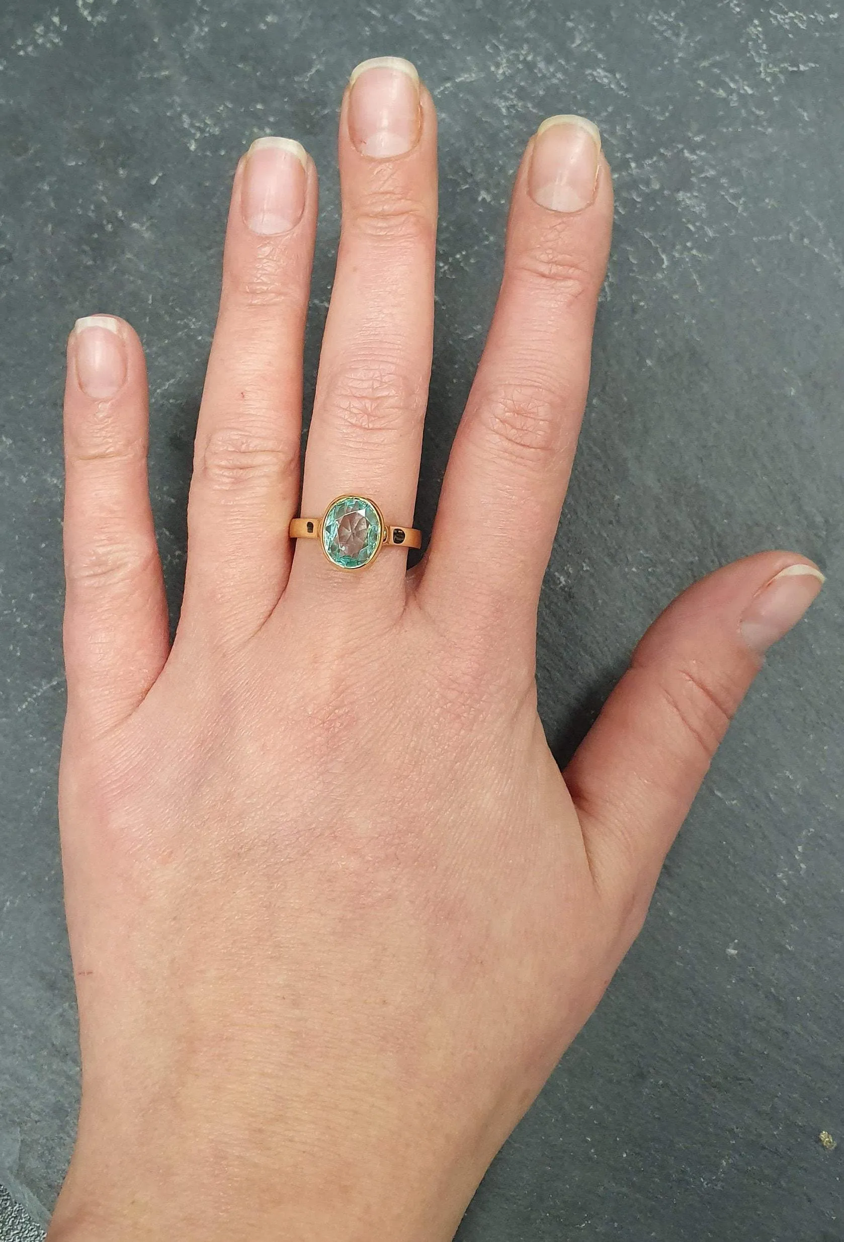 Gold Aquamarine Ring - Aquamarine Bezel Ring - Blue Gemstone Ring