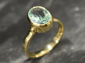 Gold Aquamarine Ring - Aquamarine Bezel Ring - Blue Gemstone Ring