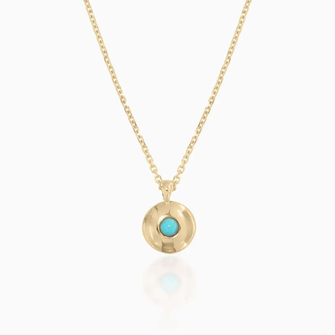 Gold Button and Turquoise Pendant