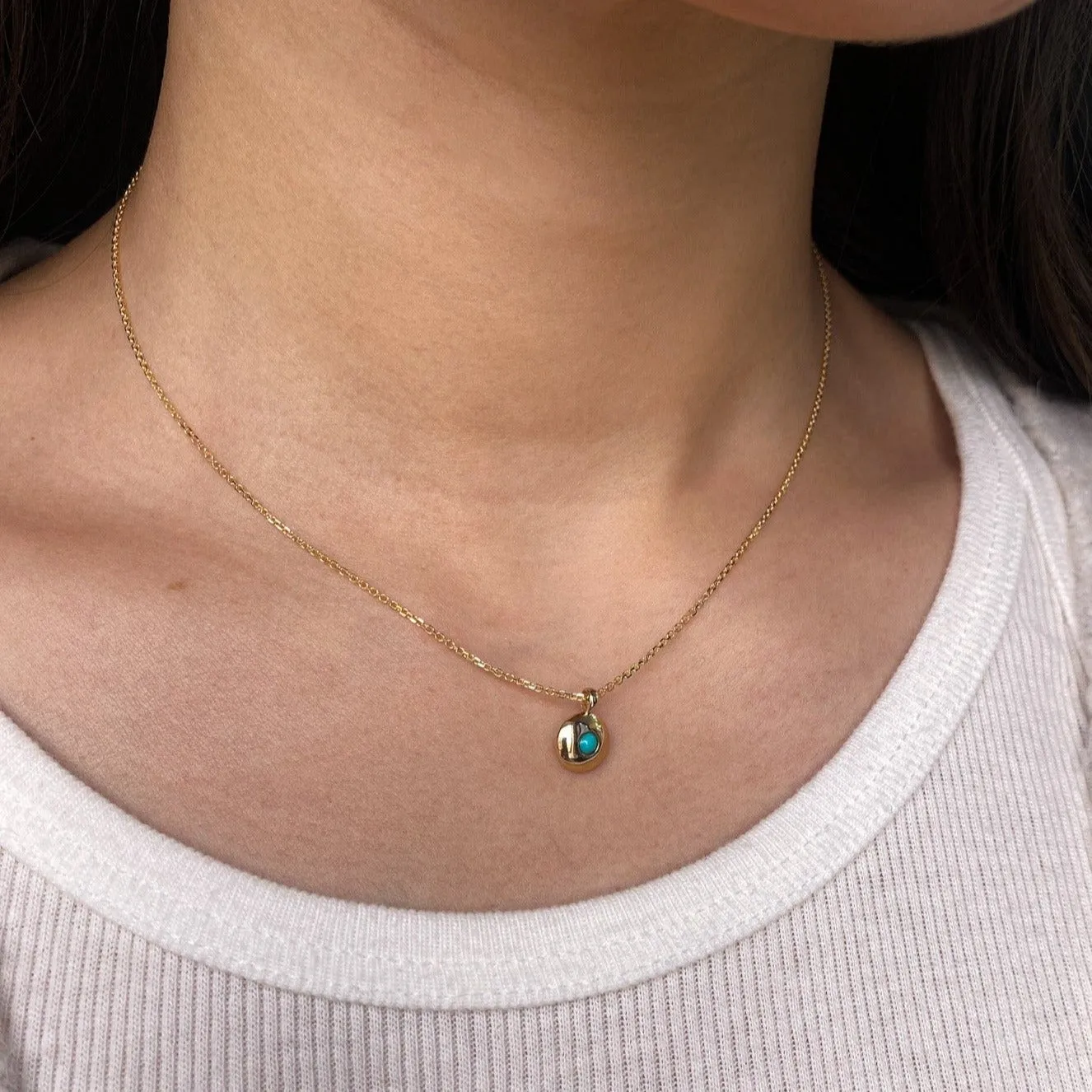 Gold Button and Turquoise Pendant