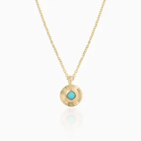 Gold Button and Turquoise Pendant