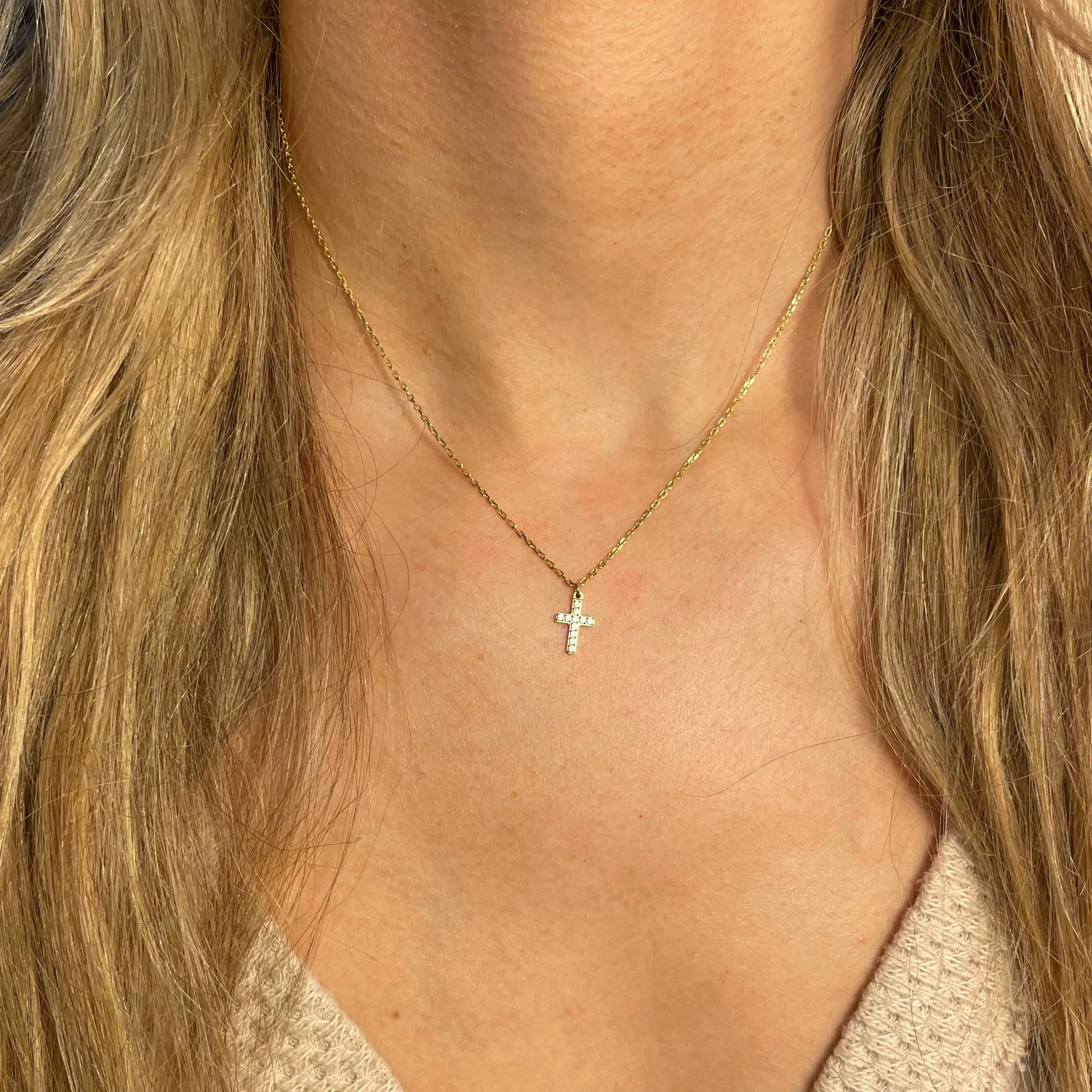 Gold Crystal Cross Necklace