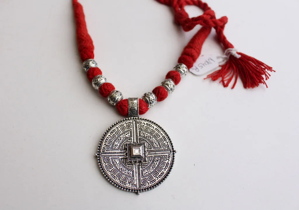 Graceful Mandala White Metal Tribal Pendant