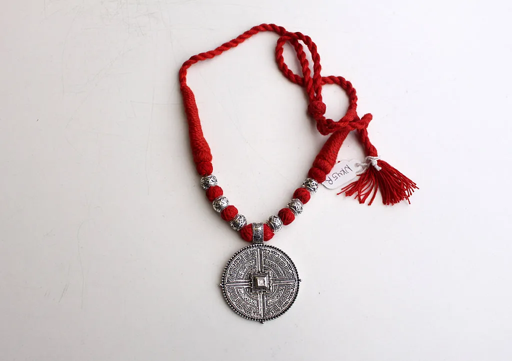 Graceful Mandala White Metal Tribal Pendant