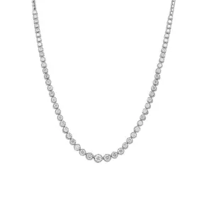 Graduated Crown Prong Half Diamond Tennis Necklace