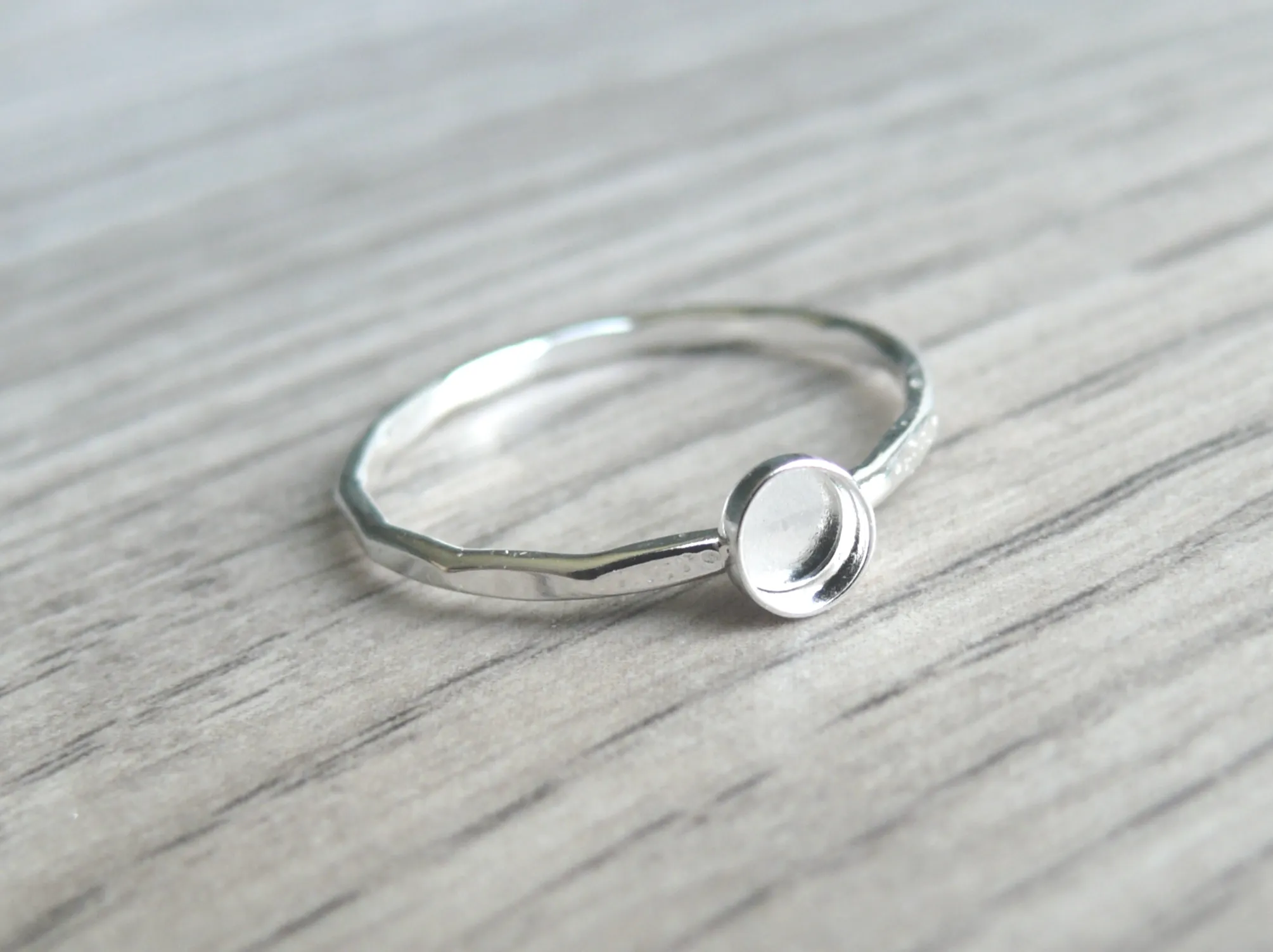 Hammered Ring Blank Round Setting 6mm, 7mm, 8mm, 10mm