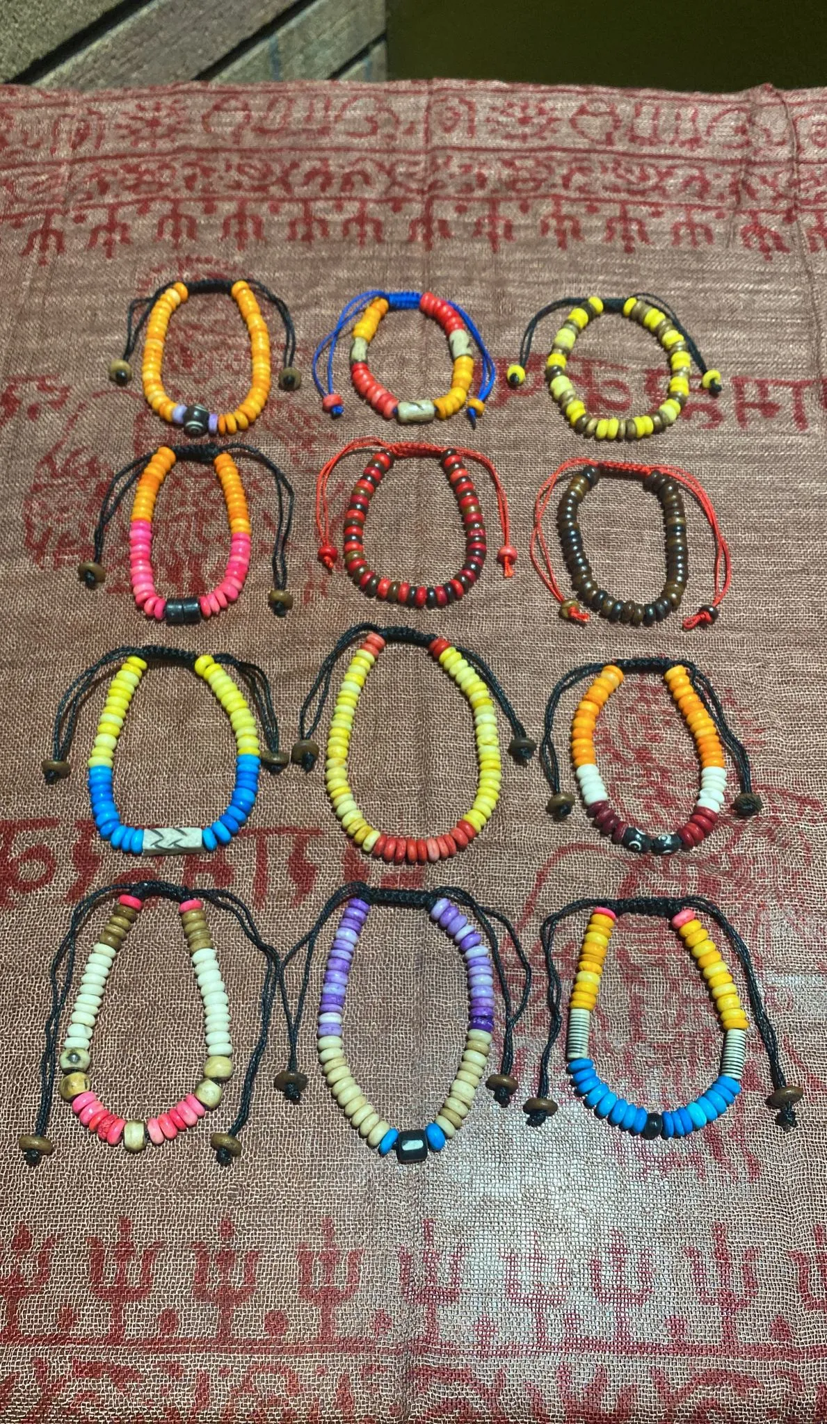 Hand-Carved Water Buffalo Bone Bead Adjustable Drawstring Bracelet & Anklet (Assorted)