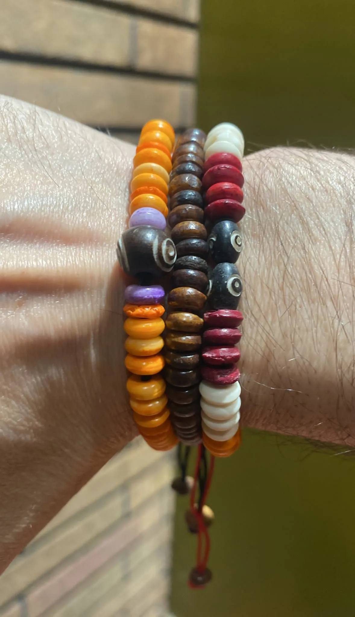 Hand-Carved Water Buffalo Bone Bead Adjustable Drawstring Bracelet & Anklet (Assorted)