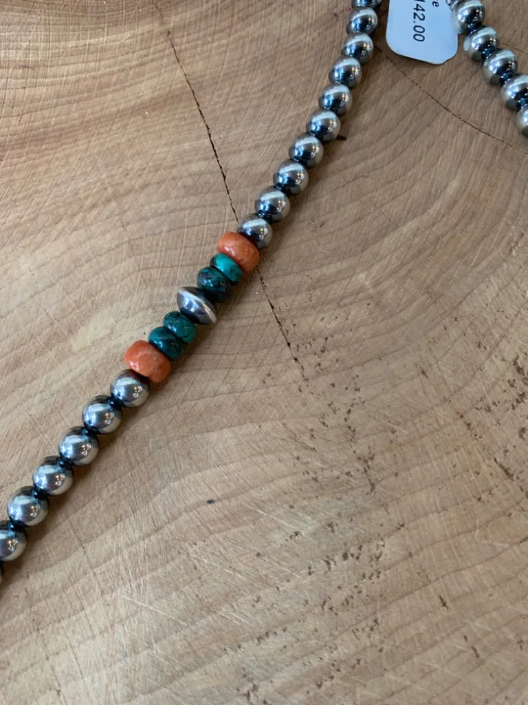 Handmade 19" Sterling Silver Pearl Necklace