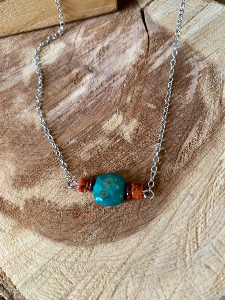 Handmade Authentic Turquoise & Spiny Necklace