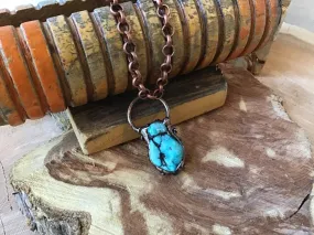 Handmade Copper & Turquoise 36" Necklace