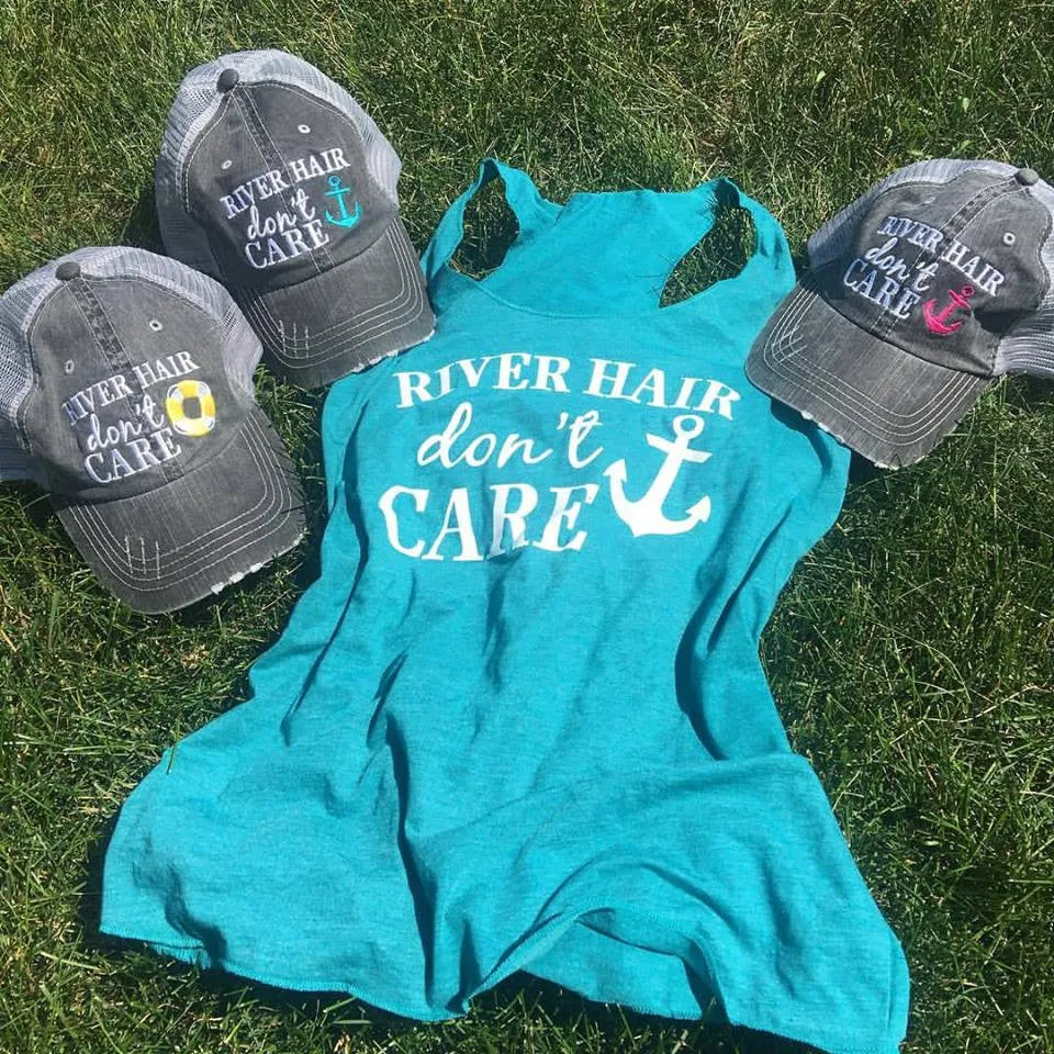 Hats OR Tanks { RIVER hair don't care } Hats with pink or blue anchor. Tanks in coral, black, blue and teal. Clearance! 4 river pink anchor! $12.1 teal floatie. $12.