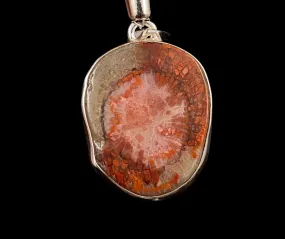 HORN CORAL Pendant - Real Fossil, Sterling Silver - Fine Jewelry, Healing Crystals and Stones,  52779