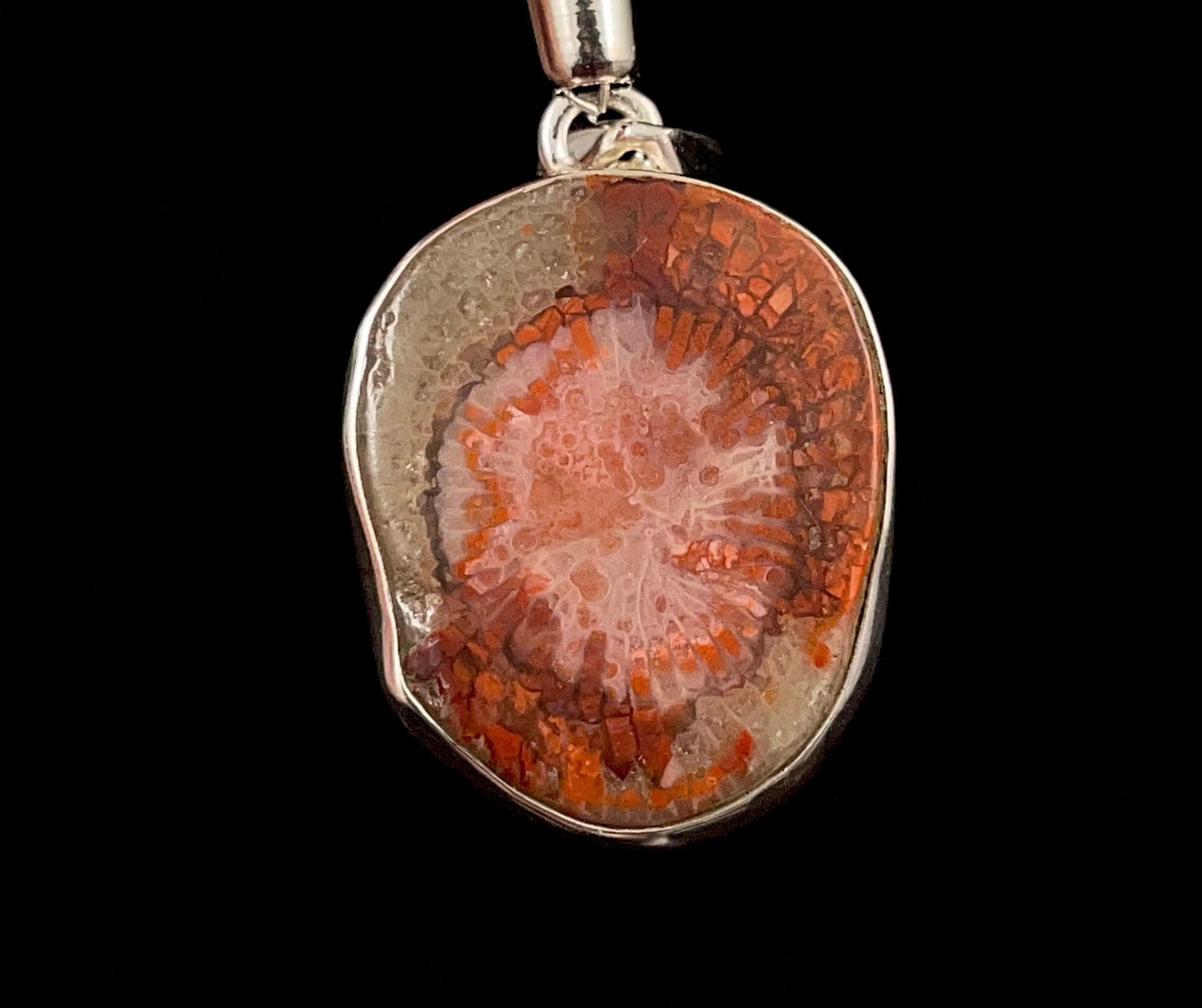 HORN CORAL Pendant - Real Fossil, Sterling Silver - Fine Jewelry, Healing Crystals and Stones,  52779
