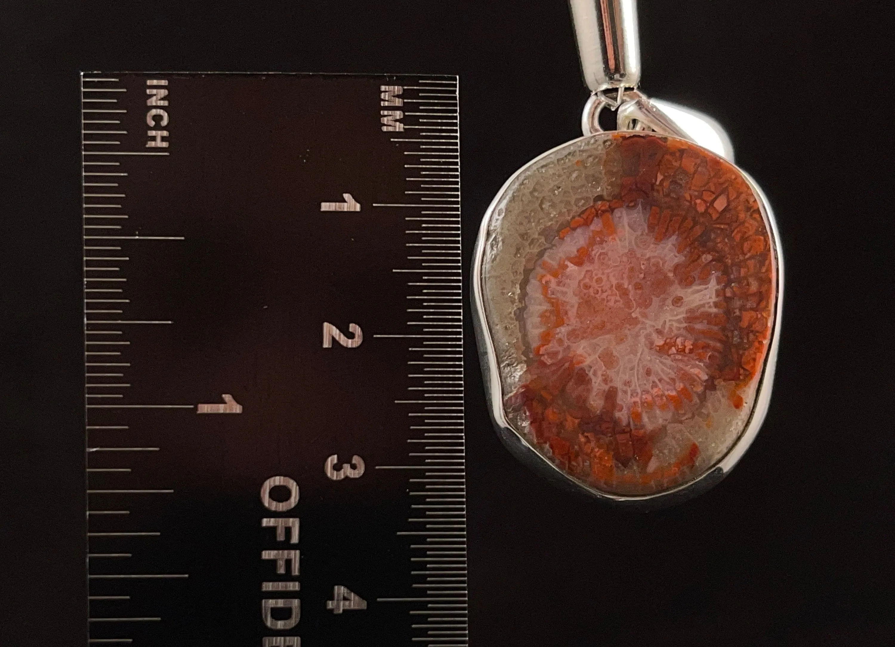 HORN CORAL Pendant - Real Fossil, Sterling Silver - Fine Jewelry, Healing Crystals and Stones,  52779