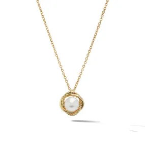 Infinity Pendant Necklace in 18K Yellow Gold with Pearl