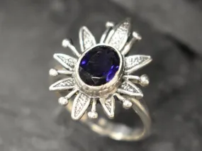 Iolite Ring - Statement Flower Ring - Natural Iolite Ring