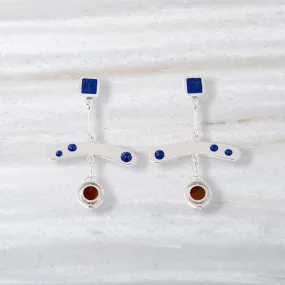 ISHKAR Lapis Lazuli and Agate Malalai Earrings in Silver