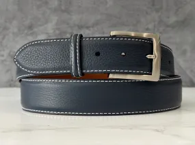 Italian Pebble Grain Calf Belt: Navy