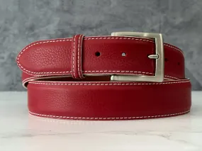 Italian Pebble Grain Calf Belt: Red