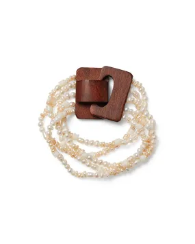 Ivory Pearl Bracelet With Wood Closure