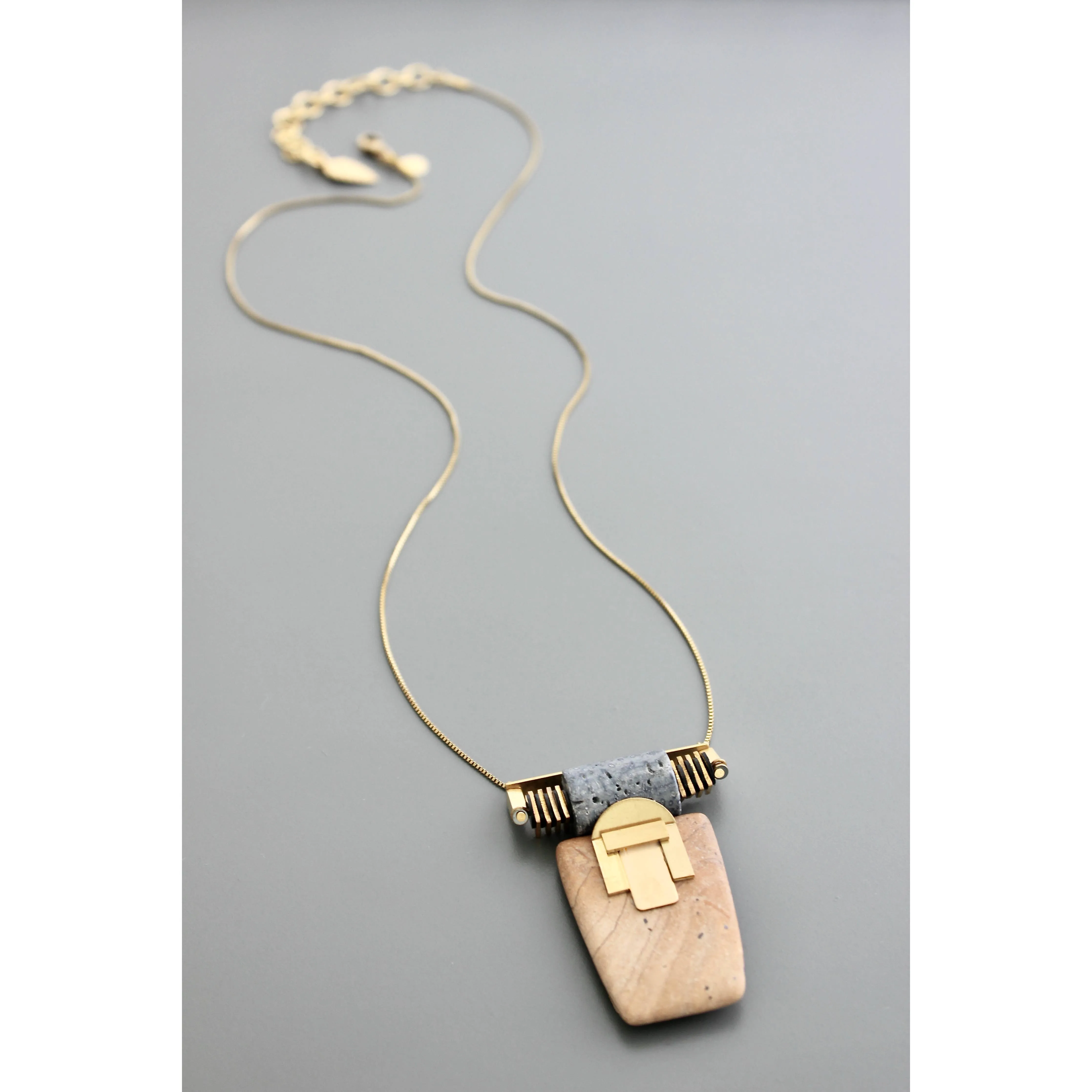 Jasper and coral pendant necklace.