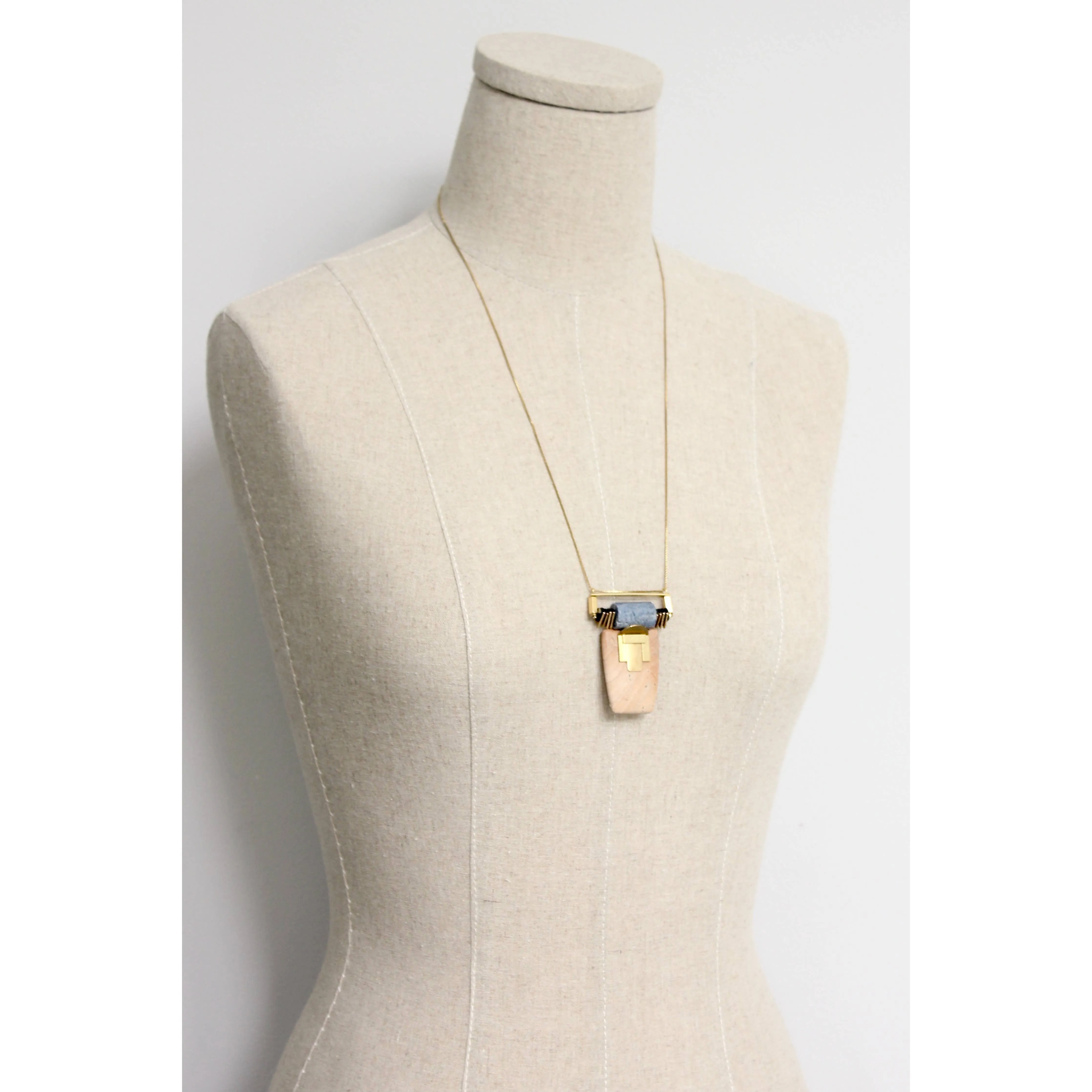 Jasper and coral pendant necklace.