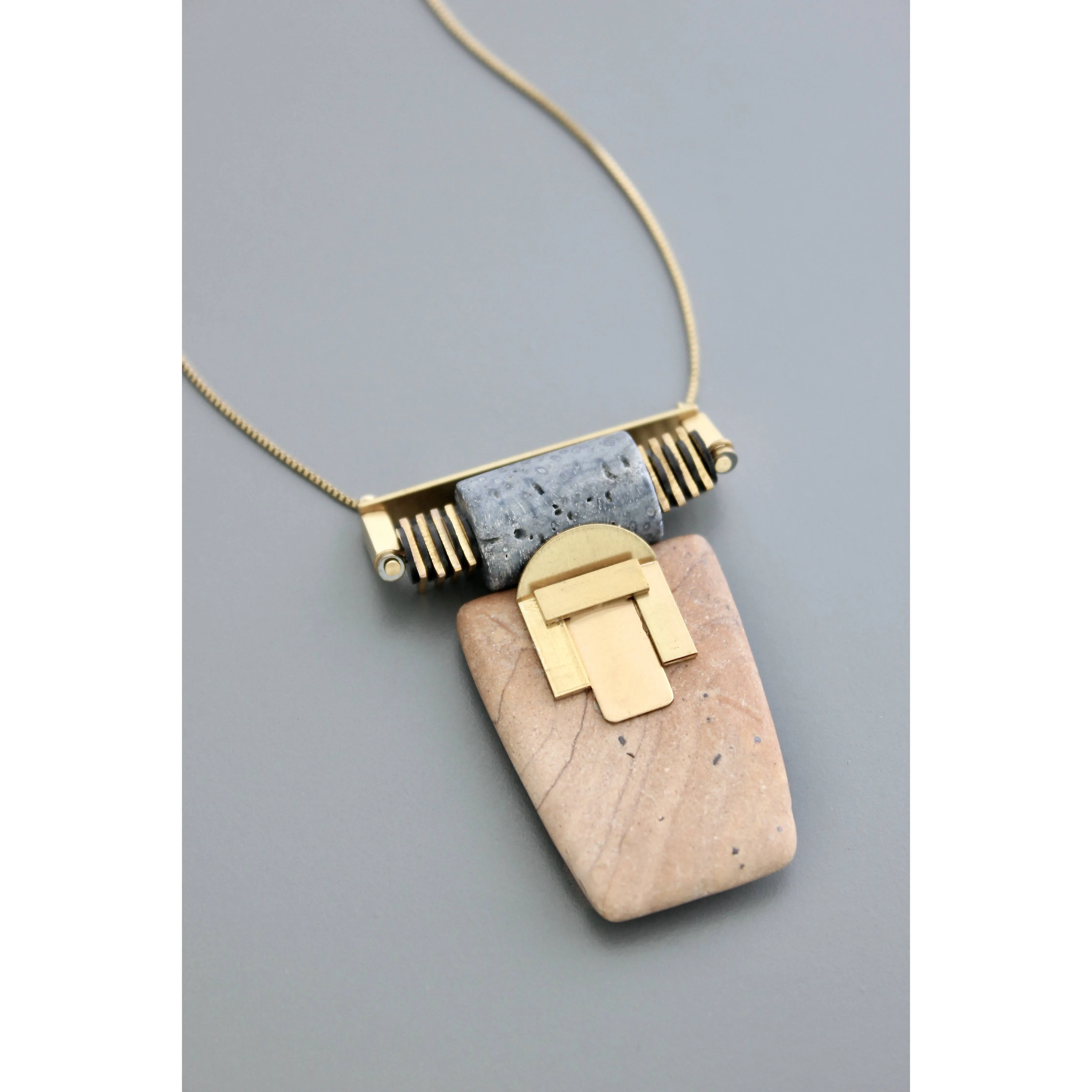 Jasper and coral pendant necklace.