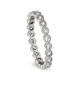Kelly Waters Sterling Silver Textured Bezel CZ Eternity Ring