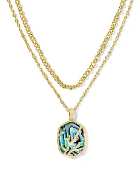 Kendra Scott Daphne Gold Coral Frame Multi Strand Necklace in Abalone