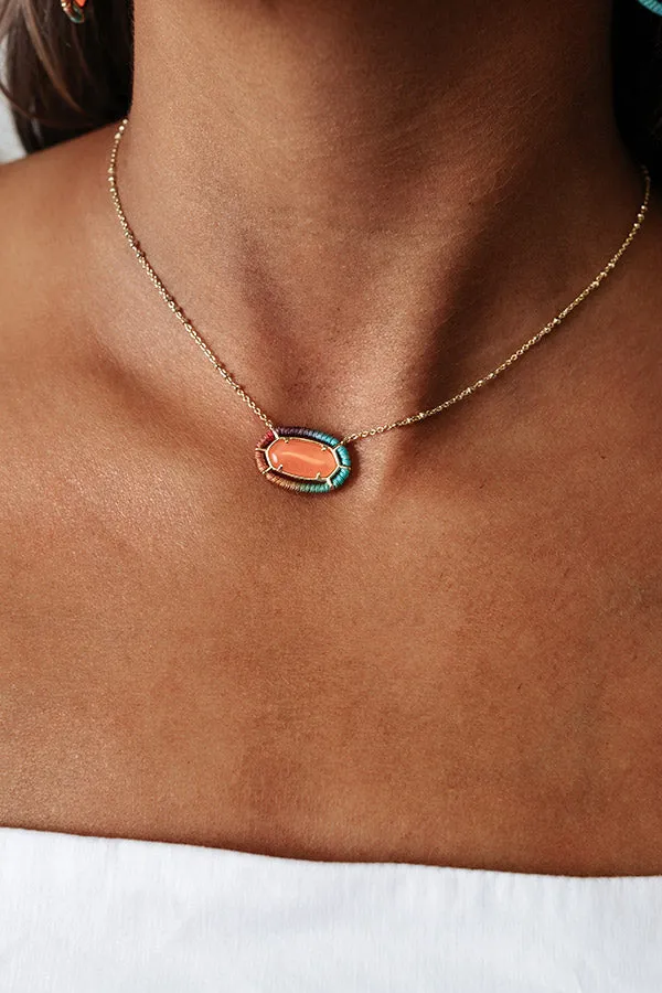 Kendra Scott Threaded Elisa Gold Pendant Necklace in Coral Illusion