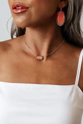 Kendra Scott Threaded Elisa Gold Pendant Necklace in Coral Illusion